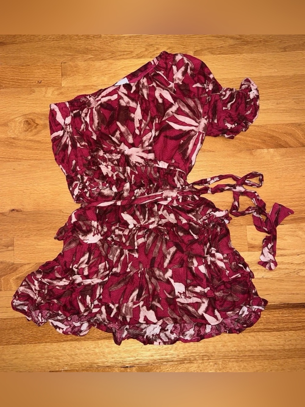 Skylar And Madison Womens One Shoulder Belted Pink Dress Size Small